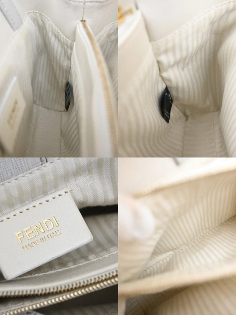 FENDI Logo 2Jours 2Way Shoulder Hand Bag Leather Charm White GHW Italy 70YH941 - Picture 13 of 15